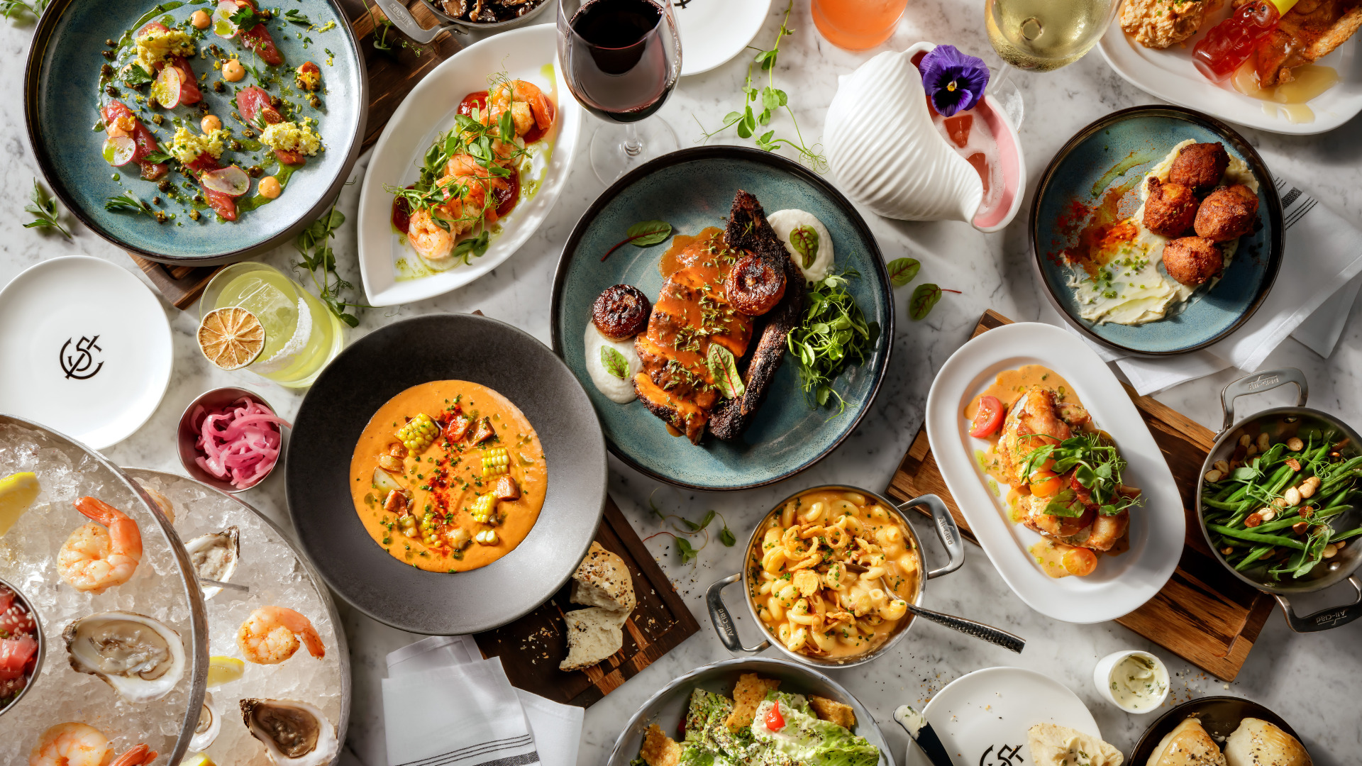 a table full of food